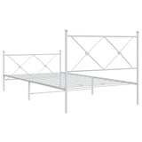 Metal Bed Frame without Mattress with Footboard White 100x190cm 376563