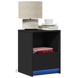 ZNTS Bedside Cabinets with LED Lights 2 pcs Black Engineered Wood 852022