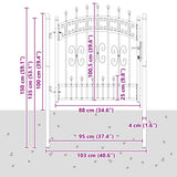 Fence Gate with Spear Top with Lock Grey 103 x 100 cm Steel 42009038