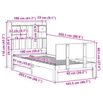 ZNTS Bookcase Bed without Mattress 100x200cm Solid Wood Pine 3322688