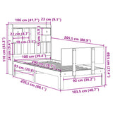 ZNTS Bookcase Bed without Mattress 100x200cm Solid Wood Pine 3322688