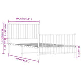 Metal Bed Frame without Mattress with Footboard White 100x200cm 350944