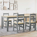 ZNTS 5 Piece Dining Set Panama Grey Solid Wood Pine 3345189