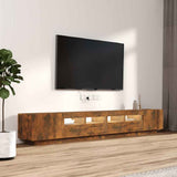 3 Piece TV Cabinet Set with LED Lights Smoked Oak Engineered Wood 3120173
