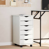 Rolling Cabinet with Drawers MOSS White Solid Wood Pine 355889