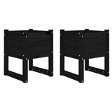 Planters 2 pcs Black 40x40x52.5 cm Solid Wood Pine 822116
