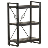 Bookcase Black Solid Mango Wood Medium Shelving Bookcase 320626