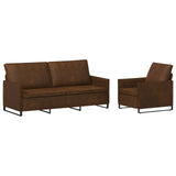Sofa Set 2 pcs Brown Faux Suede Fabric 3433126