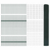 Welded Wire Fence with Posts 100 x 1 m PVC-Coated Steel Green 3336544