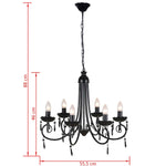 Pendant Ceiling Lamp Elegant Chandelier Black 6 Bulb Sockets 240689