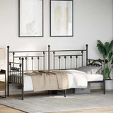 Daybed Frame with Headboard Black 75 x 190 cm Steel 42002656