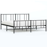 Metal Bed Frame without Mattress with Footboard Black 183x213cm 352503
