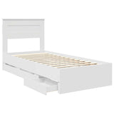 Bed Frame with Drawer White 100 x 200 cm Engineer Wood 3409868