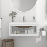 Bathroom Washbasin Frame with Built-in Basin White Iron 3101381