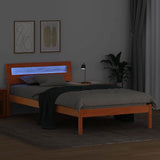 Bed Frame with Headboard Wax Brown 75 x 190 cm Solid Pine Wood 872805
