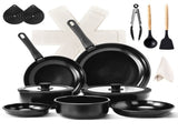 23-Piece Aluminum Cookware Set, Black Non-Stick Pots and Pans Set with Removable Handles - 7 Pots & 13208532