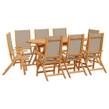 ZNTS 9 Piece Garden Dining Set Solid Wood Acacia and Textilene 3279313