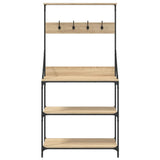 Baker's Rack with Hooks 4-Tier Sonoma Oak Engineered Wood 838959