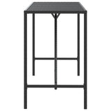 ZNTS Bar Table with Glass Top Black 180x70x110 cm Poly Rattan 362591