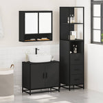 ZNTS 3 Piece Bathroom Furniture Set Black Engineered Wood 3301155