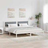 Bed Frame Light Grey 200 x 200 cm Solid Pine Wood 3394242
