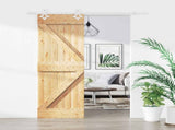 Sliding Door Natural and White 70 x 210 cm Solid Pine Wood 3445079