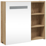 Bathroom Mirror Cabinet with LED Light Oak 60x13x52 cm 357972
