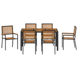 Garden Dining Set 7 pcs Black and Brown Poly Rattan 3365440