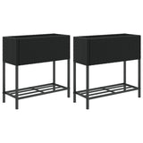 Garden Planters with Shelf 2 pcs Black 70x28x70 cm Poly Rattan 3210510