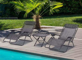 3pcs Folding Zero Gravity Chairs Sun Lounger Table Set w/ Cup Holders Reclining Garden Yard Pool, T3398P320000