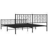 Metal Bed Frame without Mattress with Footboard Black 180x200cm 374459