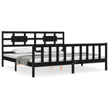 Bed Frame without Mattress Black 200x200 cm Solid Wood Pine 3192580