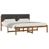 Bed Frame with Upholstered Headboard Natural and Dark Grey 3405110