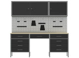 Work Cabinet 8 pcs Black and Grey Engineered Wood and Steel 3321458