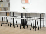6-Piece Bar Table Set, 2 Breakfast Tables with 4 Stools, Counter Height Dining Tables & Chairs for T3398P344776