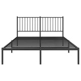 Metal Bed Frame without Mattress with Headboard Black 135x190cm 350863