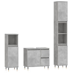 ZNTS 3 Piece Bathroom Furniture Set Concrete Grey Engineered Wood 3190217