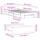 Bed Frame with Drawer without Mattress Smoked Oak 90x190 cm Single 3280787