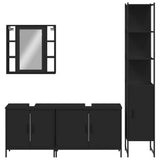 4 Piece Bathroom Cabinet Set Black Engineered Wood 3214750