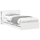 Bed Frame with Storage White 75 x 190 cm Engineered Wood 3433911
