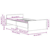 Bed Frame without Mattress Black Oak 90x200 cm Engineered Wood 862365
