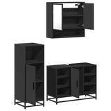 ZNTS 3 Piece Bathroom Furniture Set Black Engineered Wood 3301000