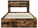 Bed Frame Smoked Oak and Silver 75 x 190 cm Engineered Wood 3411702