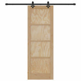 Sliding Door Natural and Black 73.5 x 211 cm Solid Pine Wood 3333524