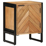 Bedside Table Brown 40 x 30 x 50 cm Solid Acacia Wood and Metal 374104