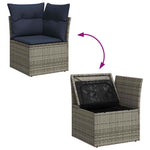 10 Piece Garden Sofa Set with Cushions Grey Poly Rattan Acacia 3326542