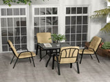 5 Pieces Outdoor Square Garden Dining Set w/ Tempered Glass Dining Table 4 Cushioned Armchairs, T3398P314105
