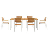 Garden Dining Set 7 pcs Solid Acacia Wood and Stainless Steel 3334779