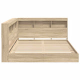 Bookcase Bed with Shelf Sonoma oak 140 x 200 cm Engineered Wood 3335730