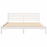 Bed Frame with Headboard White 200 x 200 cm Solid Pine Wood 872276